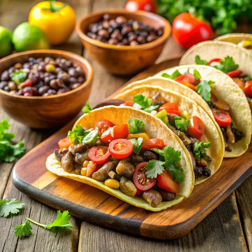 Tacos de Setas y Frijoles Negros